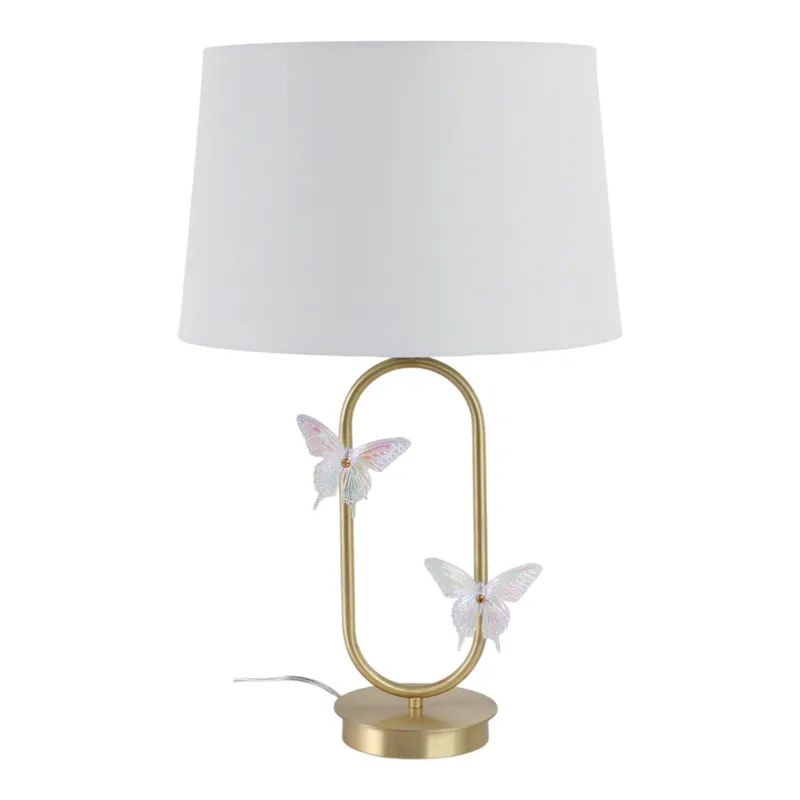 24x15\" Metal Table Lamp With Glass Butterflies, Go