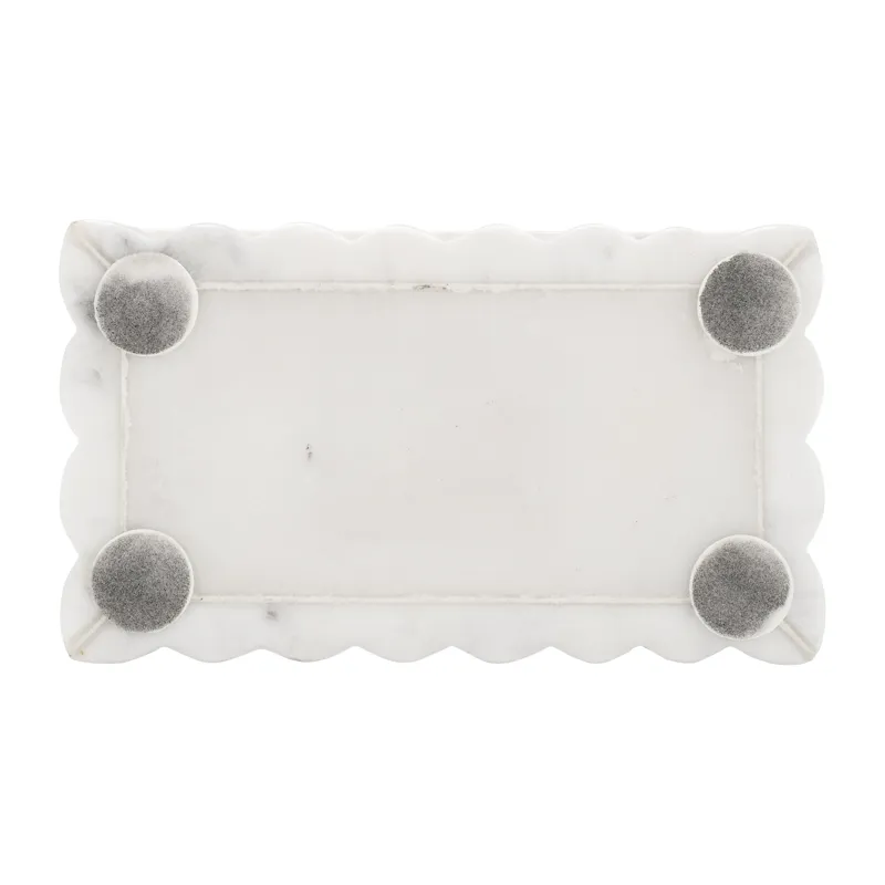 Ec 7x4" Marble Ridged Box, White