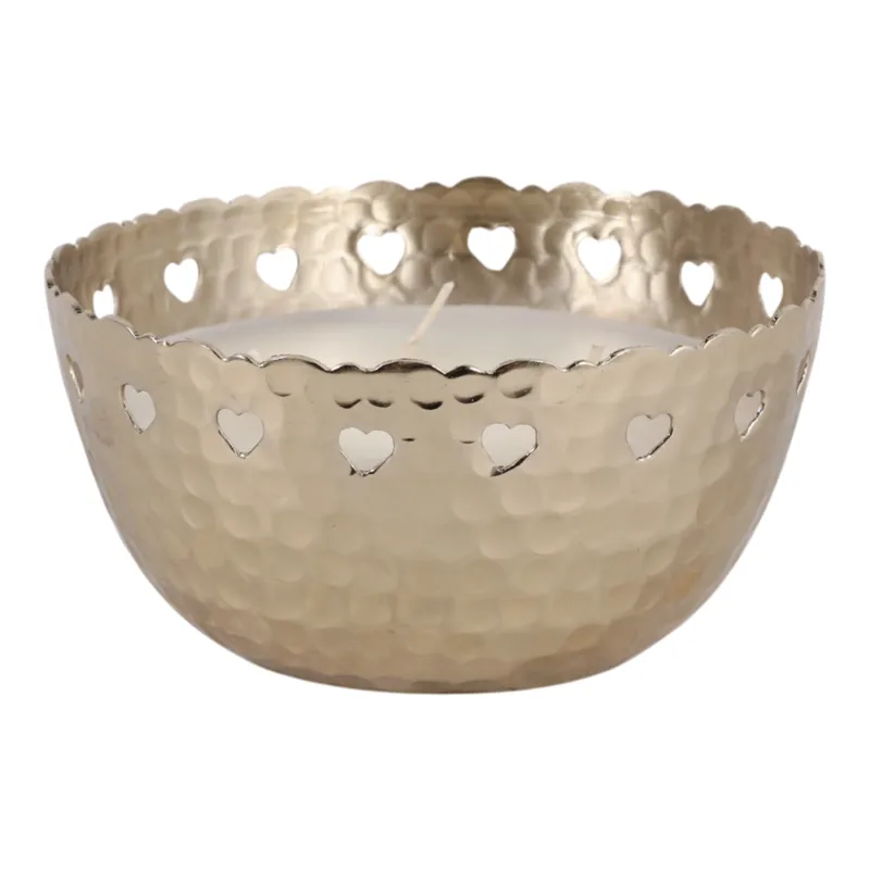 6\" 30 Oz Fig & Apricot Hearts Pierced Metal Candle