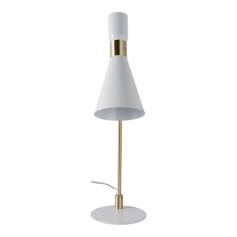 21\" Metal Table Lamp, White/gold