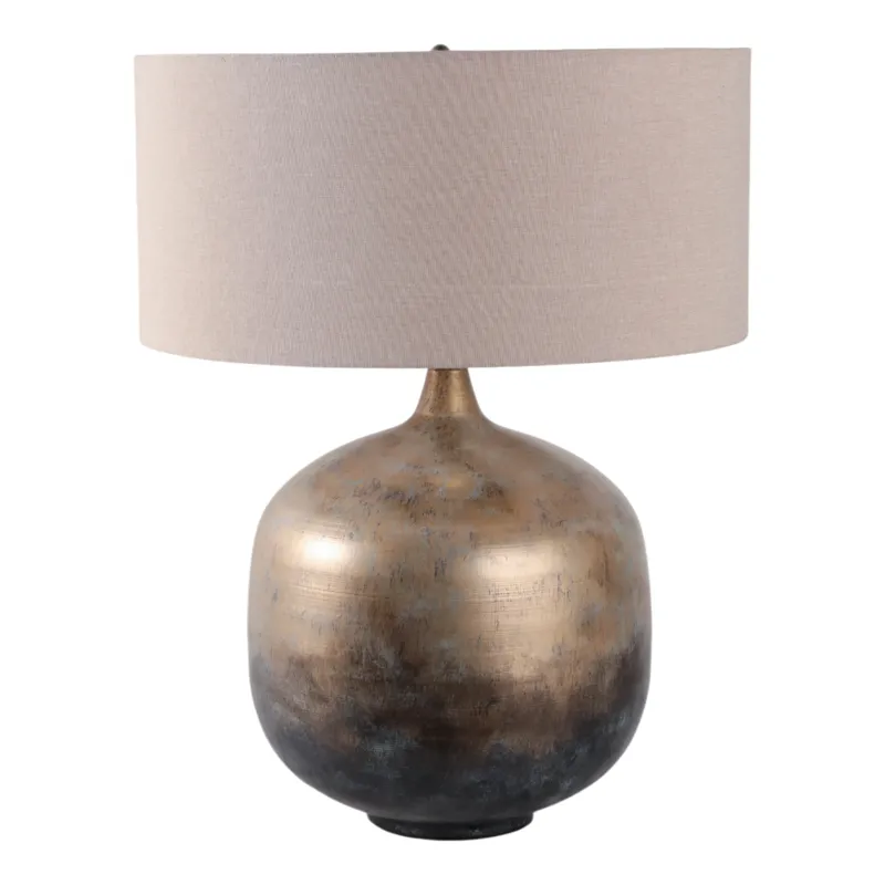 28x22\" Metal Base Table Lamp, Brown Multi