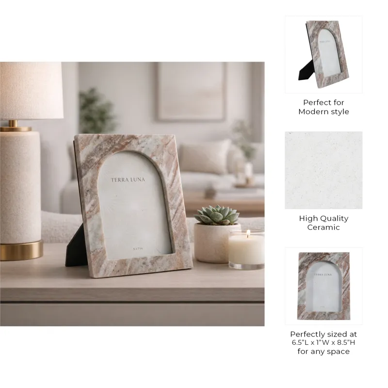5x7" Arch Opening Marble Photo Frame, Multi
