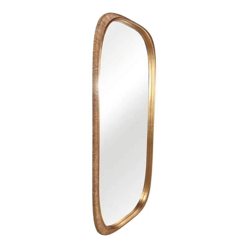 90x42" Ribbed Curved Mirror, Gold