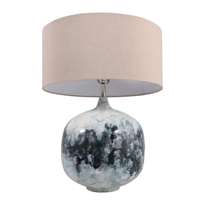 28x22\" Metal Base Table Lamp, Blue Multi