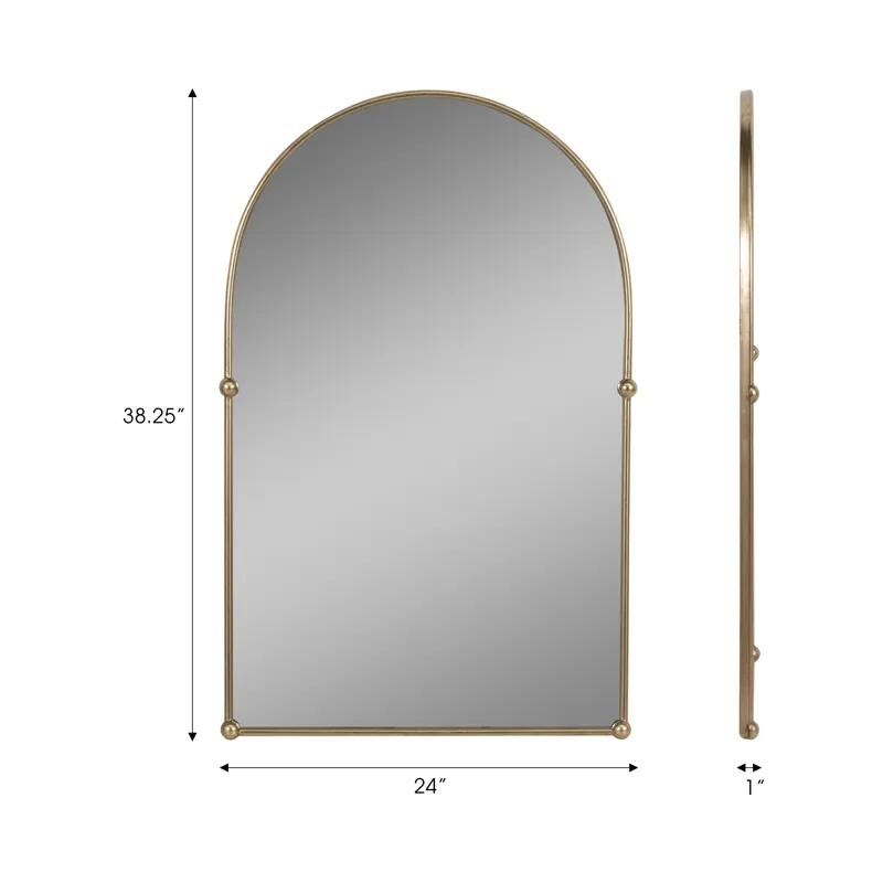 Ec 24x38 Arch Mirror With 4 Knobs, Gold