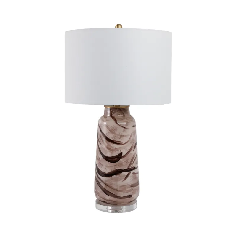 29x17" Swirled Glass Table Lamp, Brown