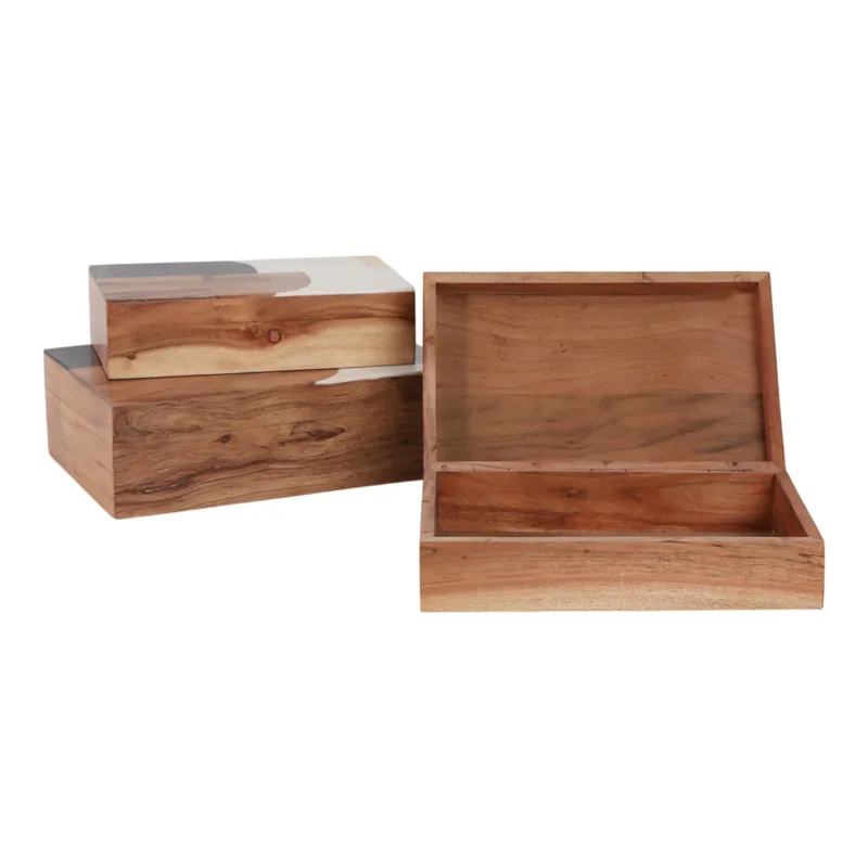 S/3 10/11/12\" Mid-century Boxes, Multi