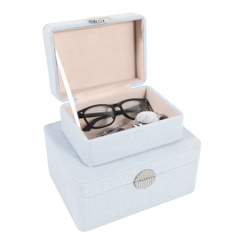 S/2 7/9" Rounded Corner Boxes, Light Blue