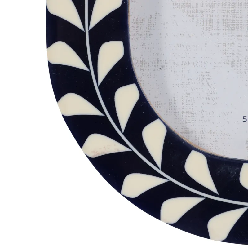 5x7 Vine Inlay Oval Photo Frame, Navy/ivory