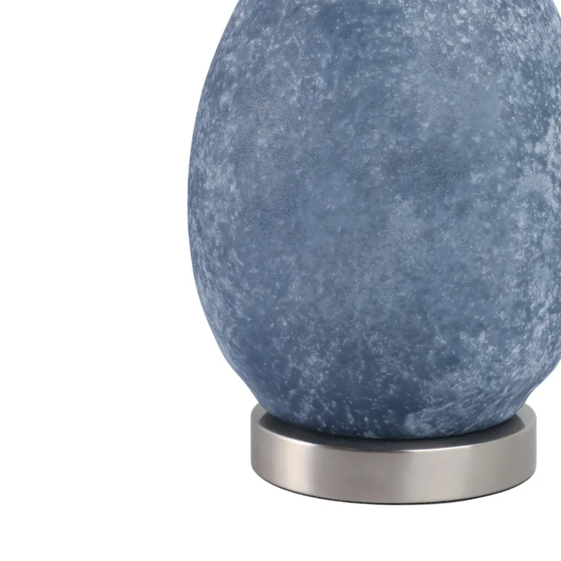 29x17\" Frosted Glass Teardrop Table Lamp, Dark Blu