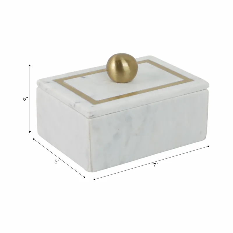 Ec Marble, 7x5 Rectangular Box - Knob, White