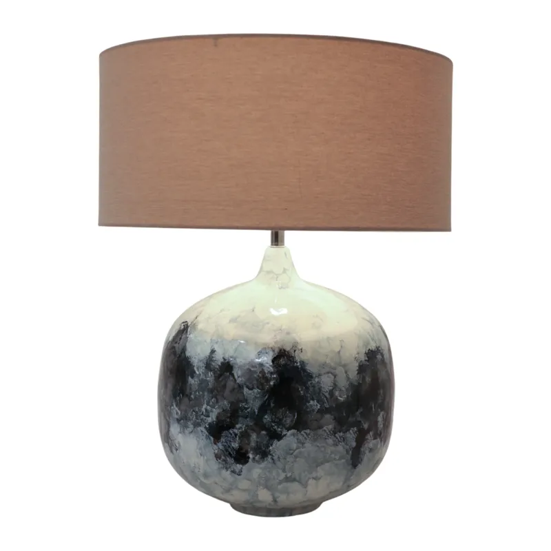 28x22\" Metal Base Table Lamp, Blue Multi