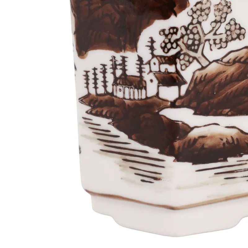 4\", 6oz Chinoiserie Candle, Brown/white