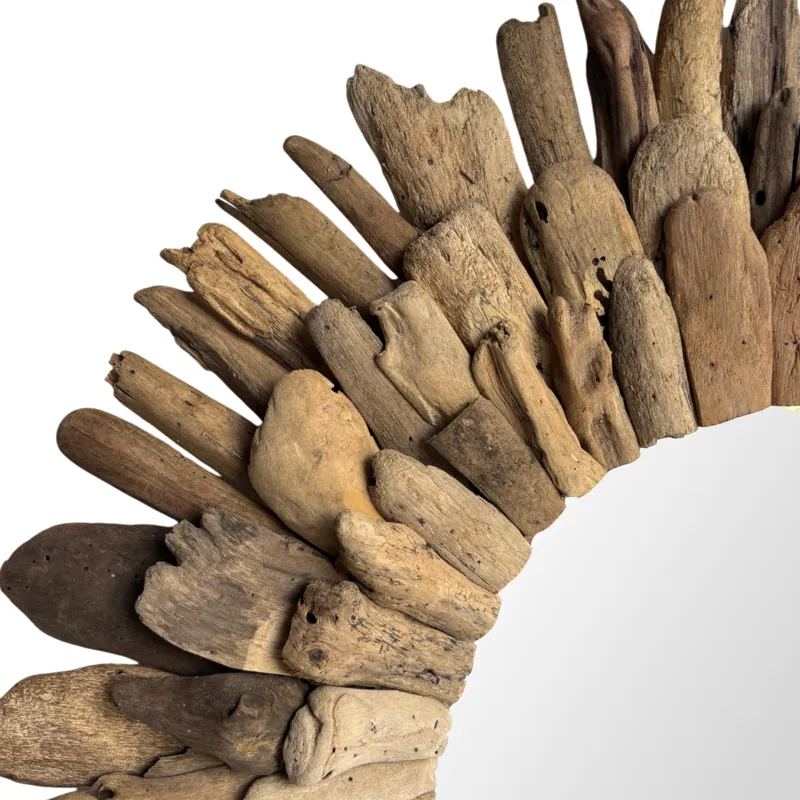 31\" Natural Driftwood Rounded Wall Mirror