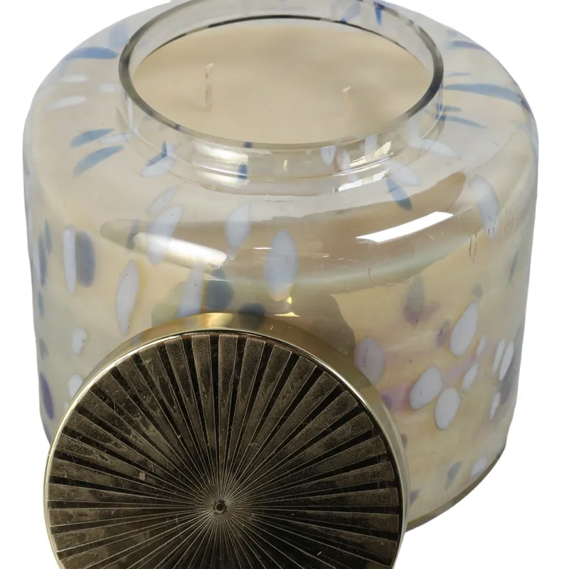 9\" 180 Oz Jasmine Speckle Candle, Light Blue/go