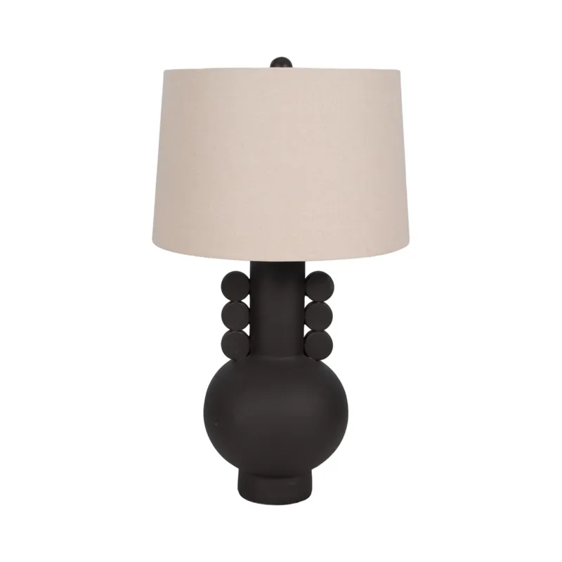 30\" Eared Totem Table Lamp, Black