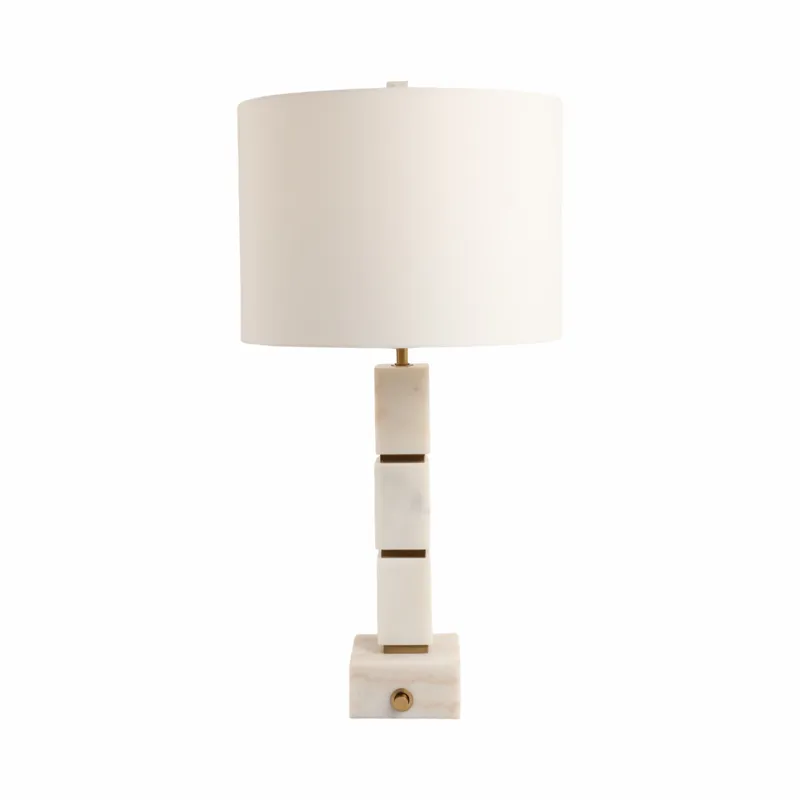 27x14\" Stacked Marble Cubes Lamp Base Switch, Whit