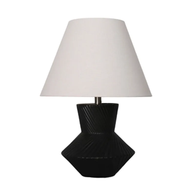 23\" Ribbed Totem Table Lamp, Black/white