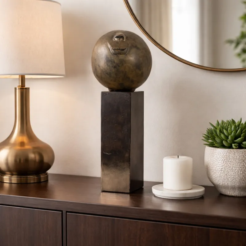 22x9" Smiley Head On Pedestal, Multi