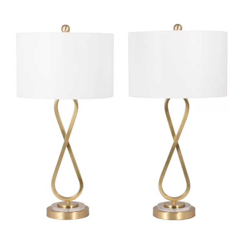 Metal, S/2 28\" Infinity Table Lamps, Gold
