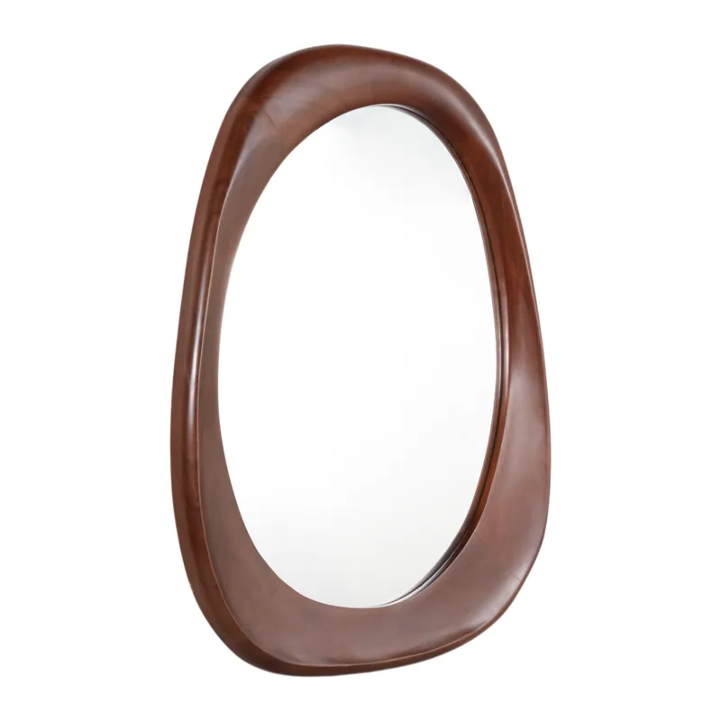 36x25" Organic Shaped Wood Mirror, Natural