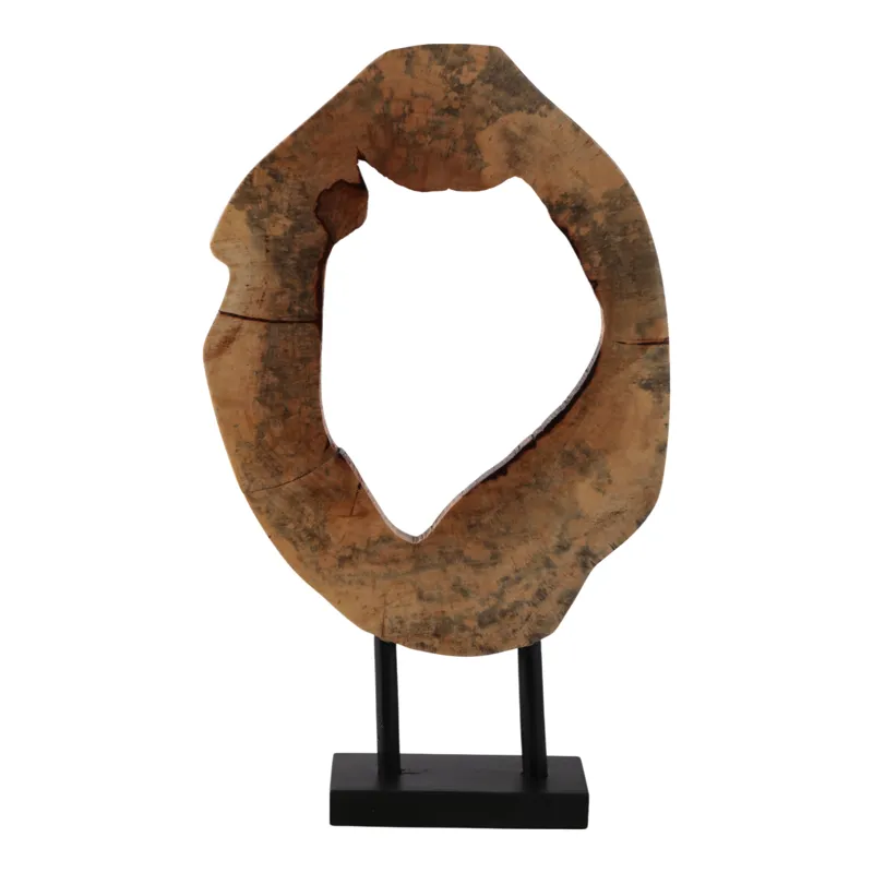 25x16" Open Wood Disc On Stand, Brown/black