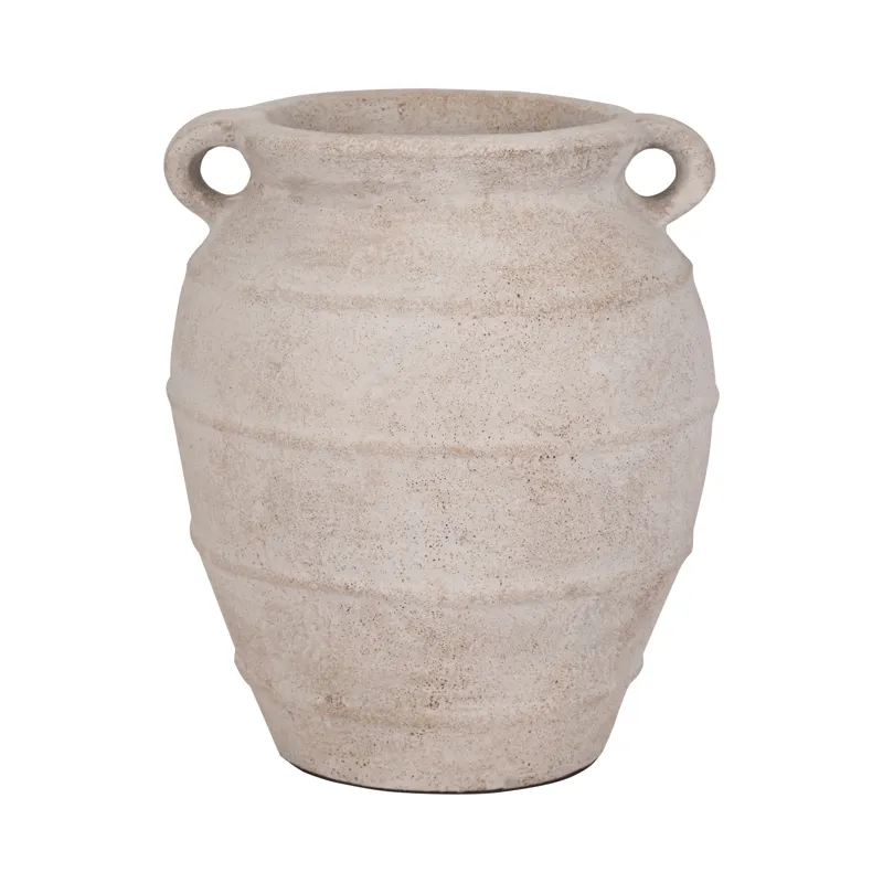 Terracotta, 16\" Mini Handle Jug Vase, Ivory
