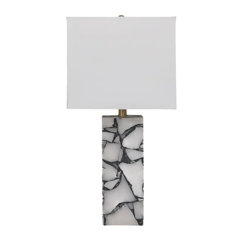 24x12\" Alabaster Pieces Table Lamp, White