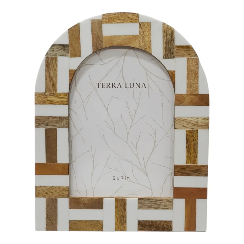 5x7 Wood Inlay Photo Frame, Ivory/natural
