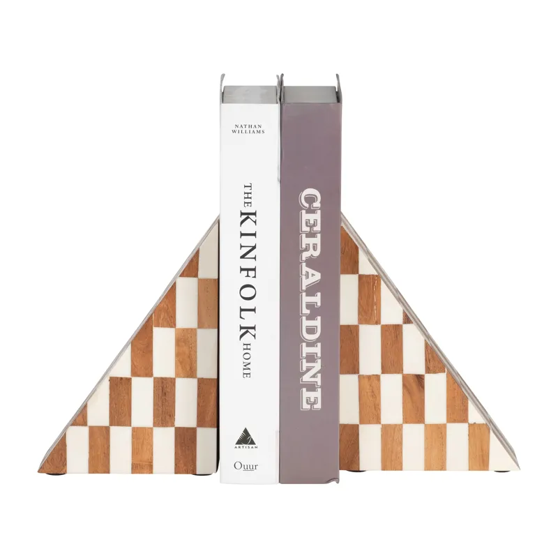 Resin, S/2 7\" Right Angle Bookend, Ivory/natural