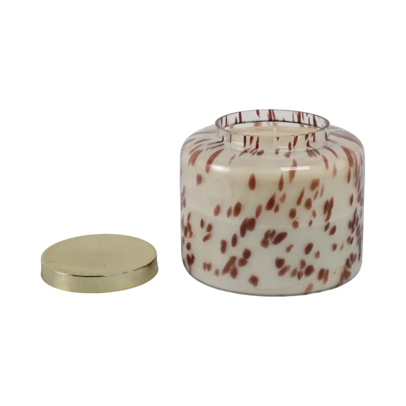 9\" 180 Oz Cinnamon Speckle Lidded Candle, Brown/go