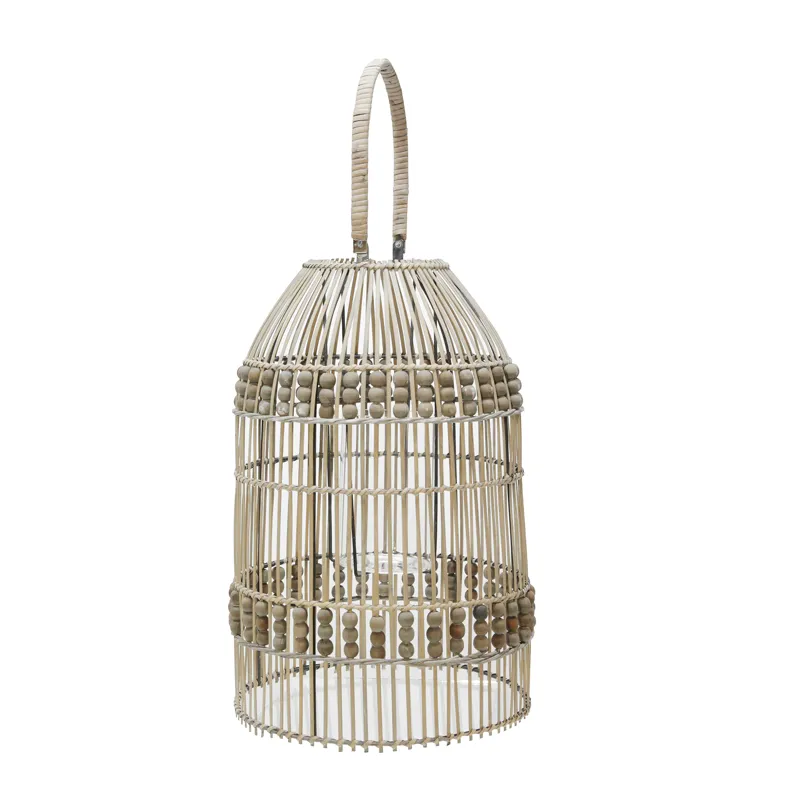 25"h Rattan Lantern, Brown