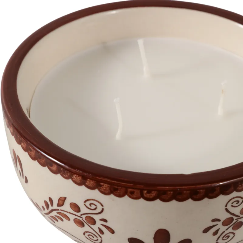 6\" 10 Oz Coffee Hand Painted Candle, Brown/ White