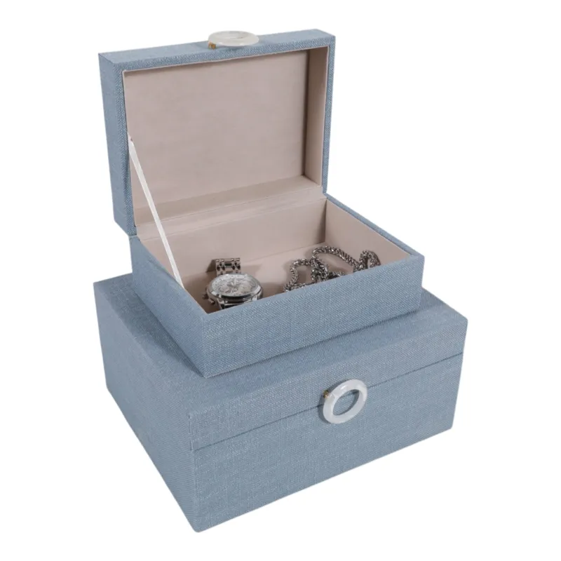 Ec S/2 7/9" Box W/ Ring Detail, Denim Blue