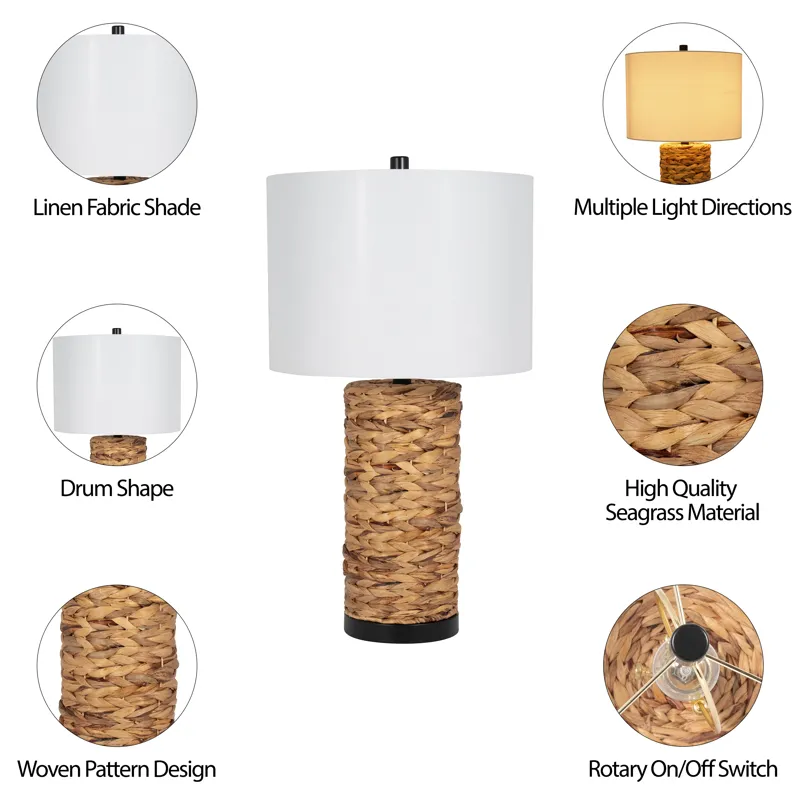 Seagrass 26\" Pillar Table Lamp, Natural