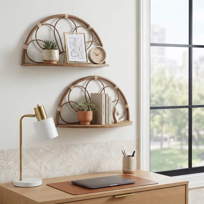 Ec S/2 11/13" Arched Flower Wall Shelves,brown