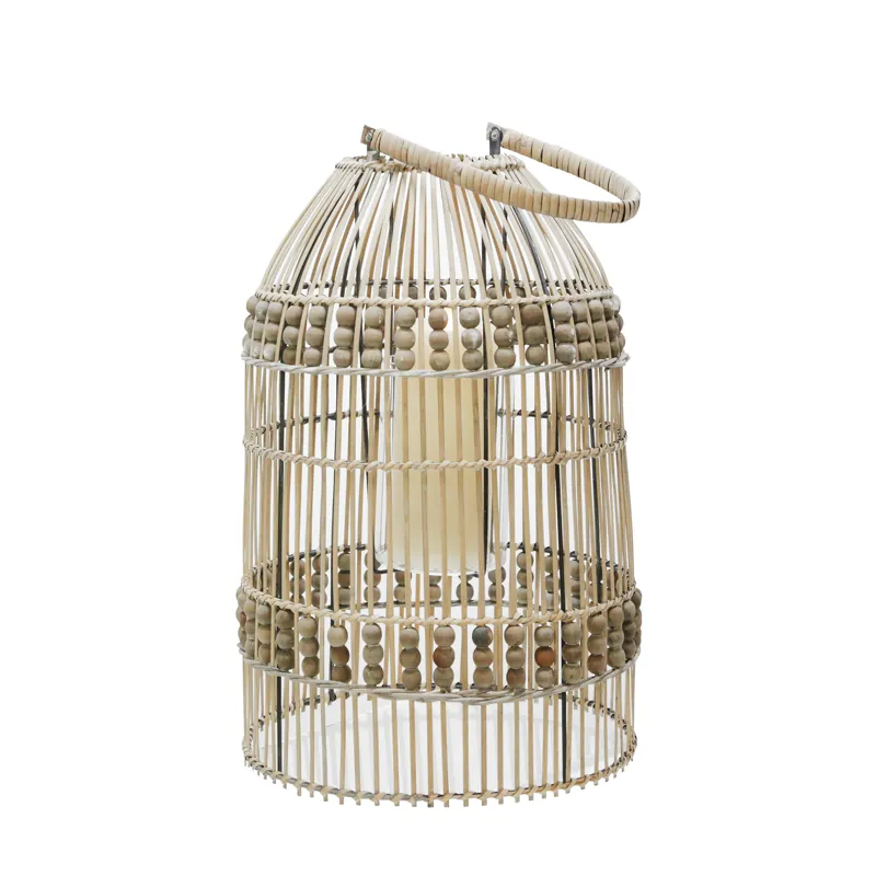 25"h Rattan Lantern, Brown