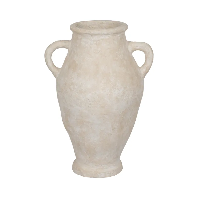 32\" Paper Mache Jug With Handles, White
