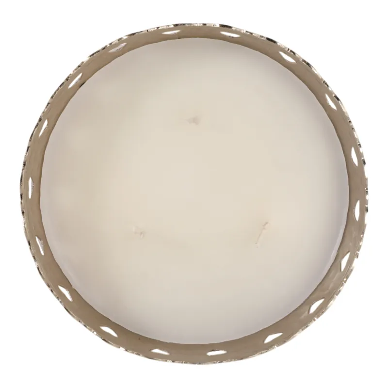 6\" 30 Oz Fig & Apricot Hearts Pierced Metal Candle