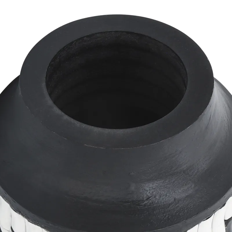 Resin, 14"h Tribal Vase, Black/white