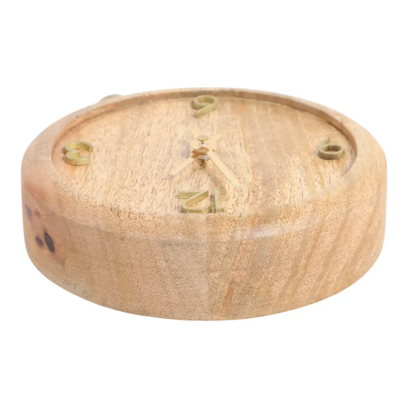 7x6\" Round Footed Clock With Brass Details, Natura