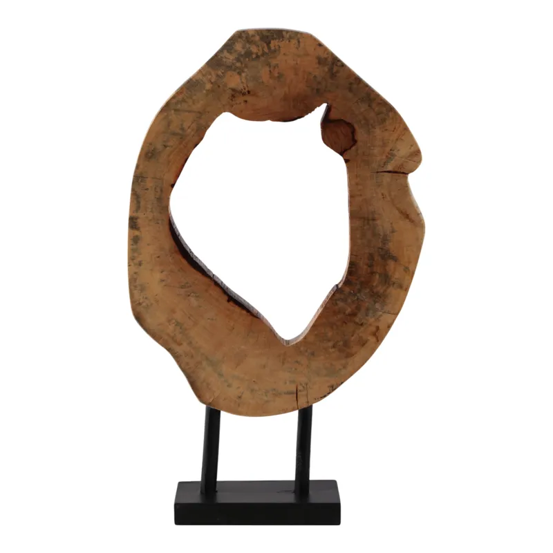 25x16" Open Wood Disc On Stand, Brown/black