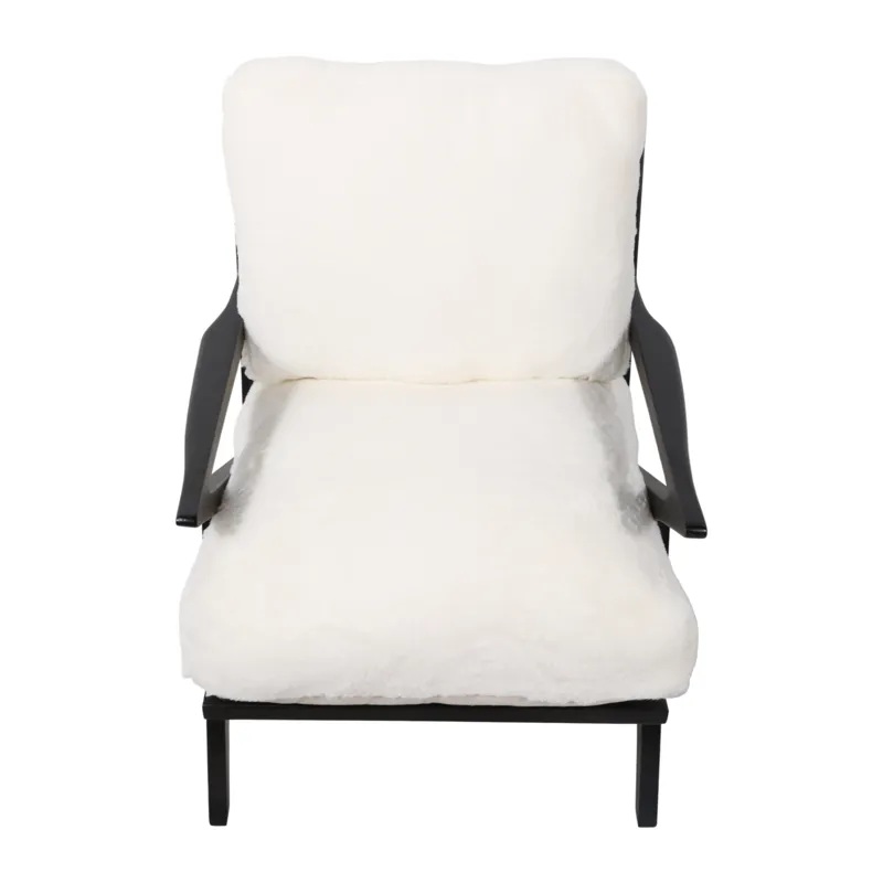 27x34" Faux Fur Accent Chair, Ivory/black, Kd