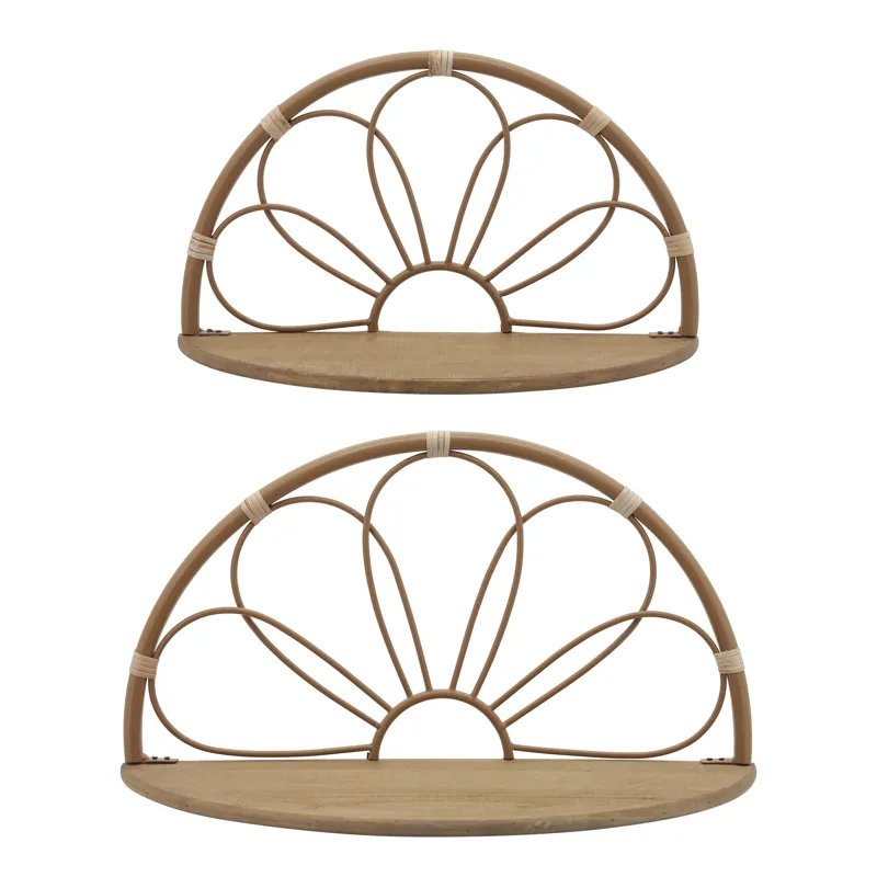 Ec S/2 11/13" Arched Flower Wall Shelves,brown