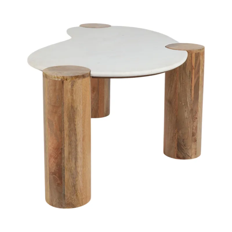 Ec 42x18\" Curved Coffee Table, White/natural