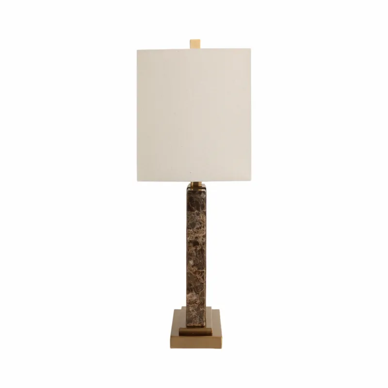 26x16\" Rectangle Marble Lamp W/ Antique Brass, Bro
