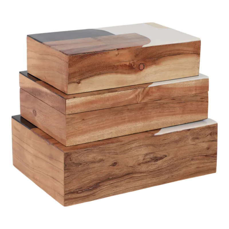 S/3 10/11/12\" Mid-century Boxes, Multi