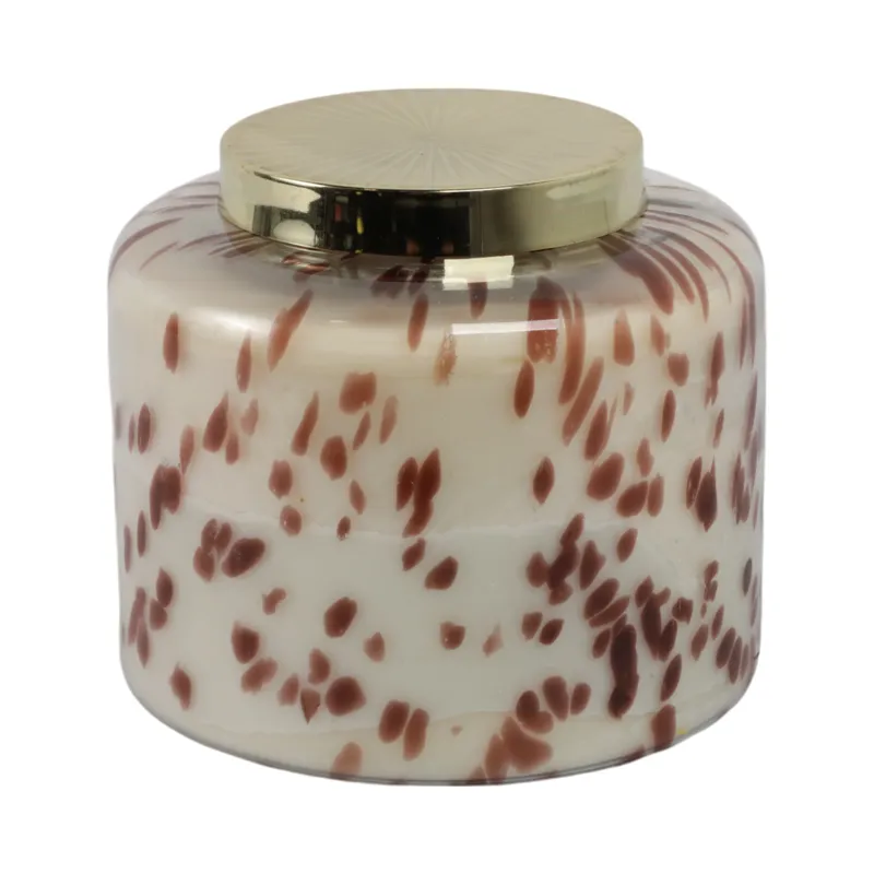 9\" 180 Oz Cinnamon Speckle Lidded Candle, Brown/go