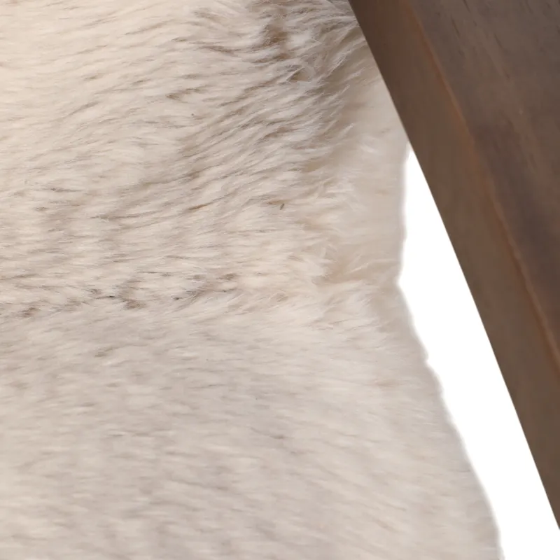 32x31" Faux Fur Accent Chair, Ivory/brown