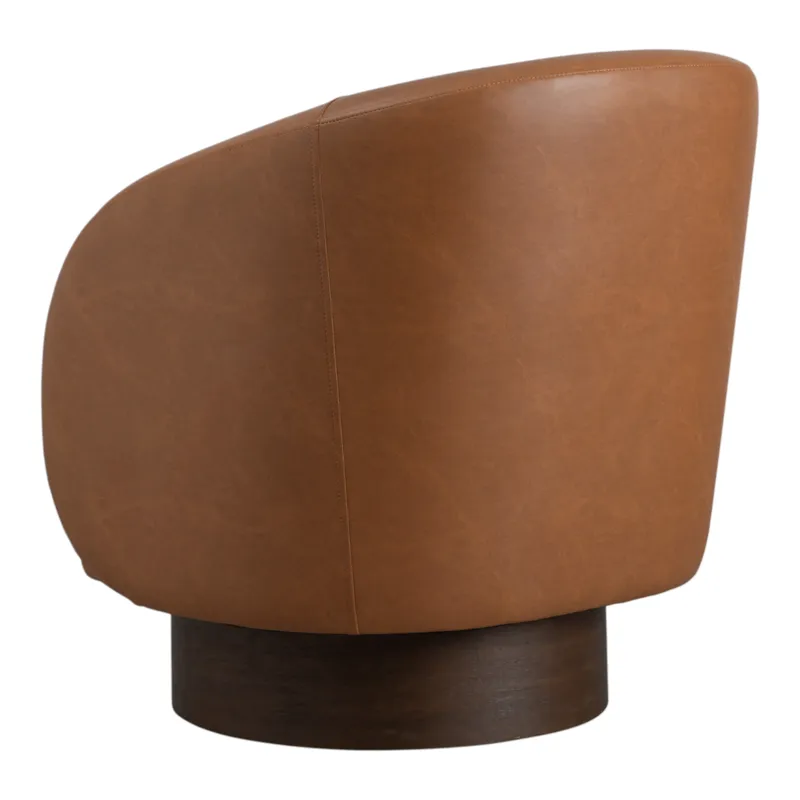 32x31" Faux Leather Swivel Accent Chair, Brown